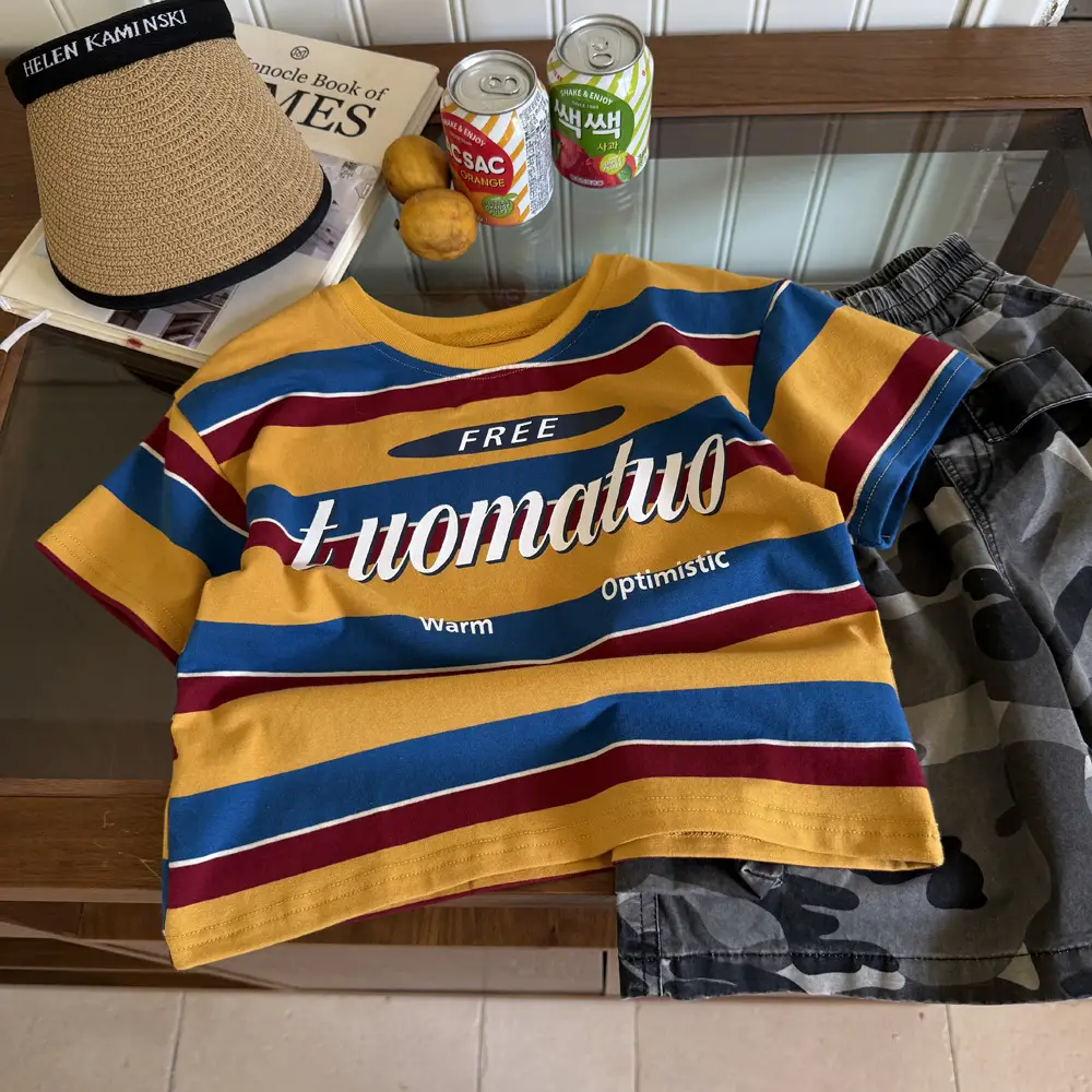 Kids Striped T-Shirt Boys 2025 Summer Free Warm — feature 2