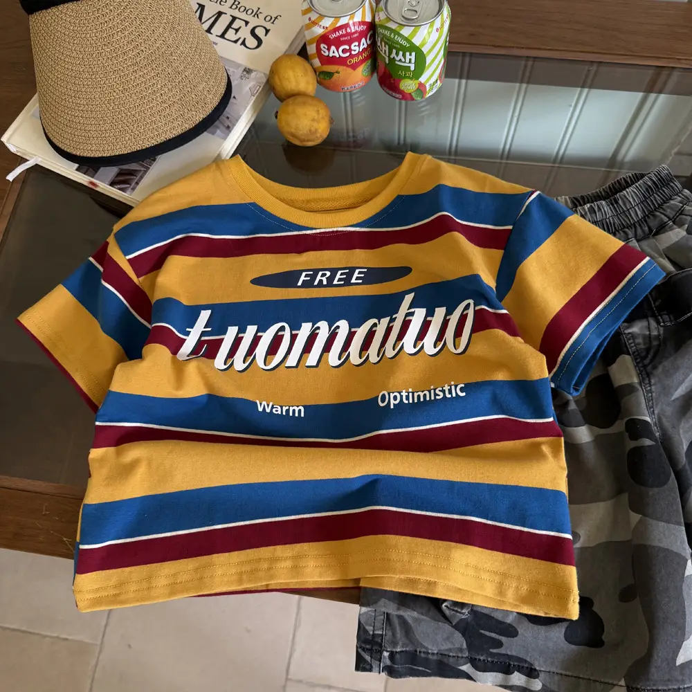 Kids Striped T-Shirt Boys 2025 Summer Free Warm — feature 9