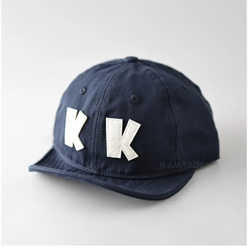 Unisex Navy Patch Letter Baseball Cap with Short Brim