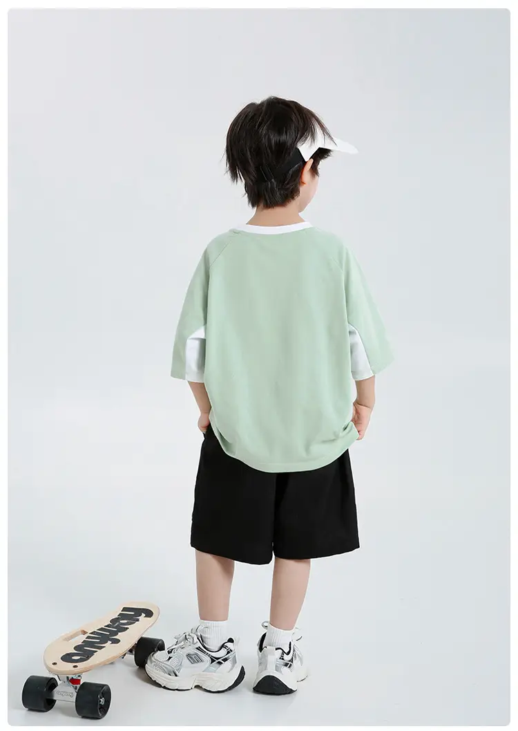 Korean Style Boys Summer T-Shirt Quick Dry White Blue — feature 10