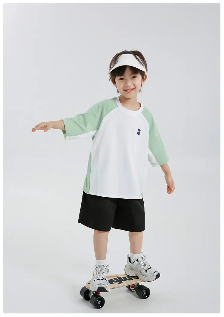 Korean Style Boys Summer T-Shirt Quick Dry White Blue — feature 12