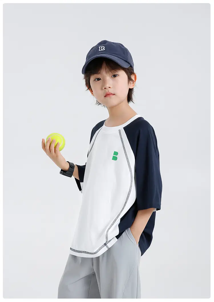 Korean Style Boys Summer T-Shirt Quick Dry White Blue — feature 13