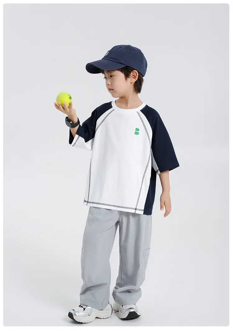 Korean Style Boys Summer T-Shirt Quick Dry White Blue — feature 14