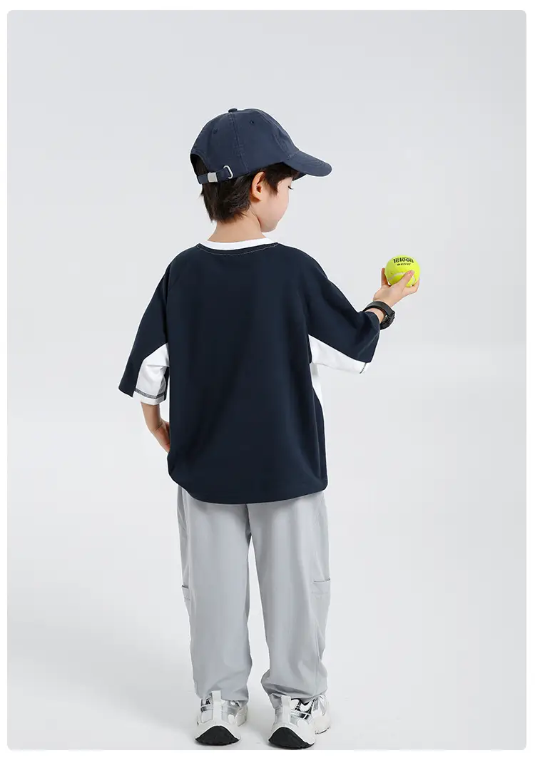 Korean Style Boys Summer T-Shirt Quick Dry White Blue — feature 15