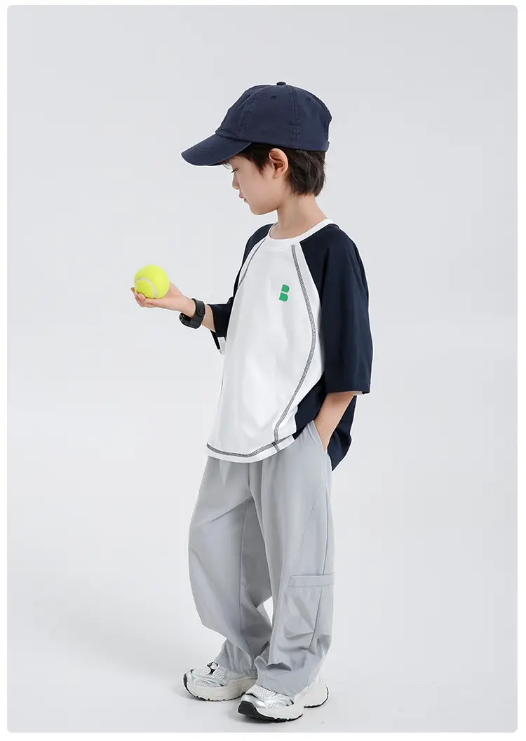 Korean Style Boys Summer T-Shirt Quick Dry White Blue — feature 16