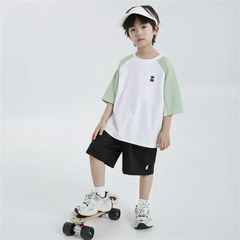 Korean Style Boys Summer T-Shirt Quick Dry White Blue - Image 2