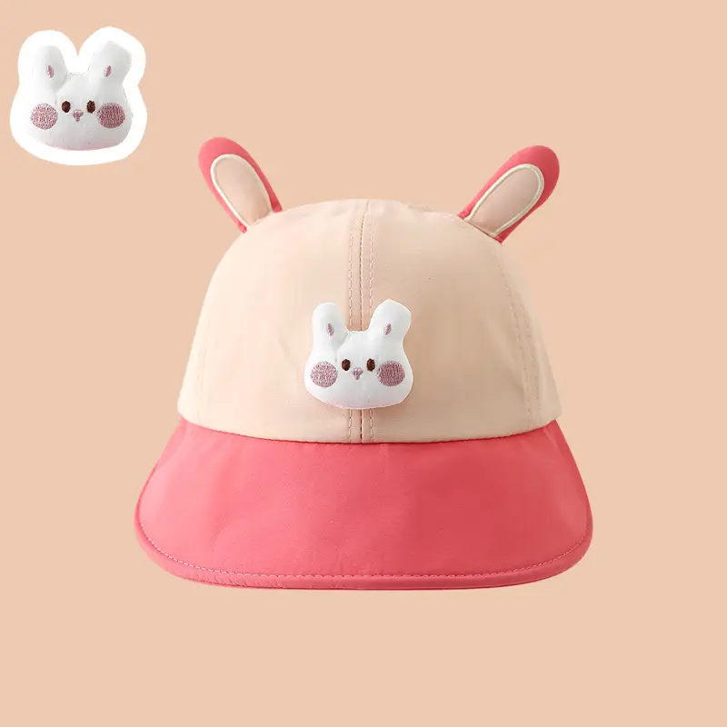 Baby Bunny Hat Pink Beige Quick-Drying Cap - Image 5