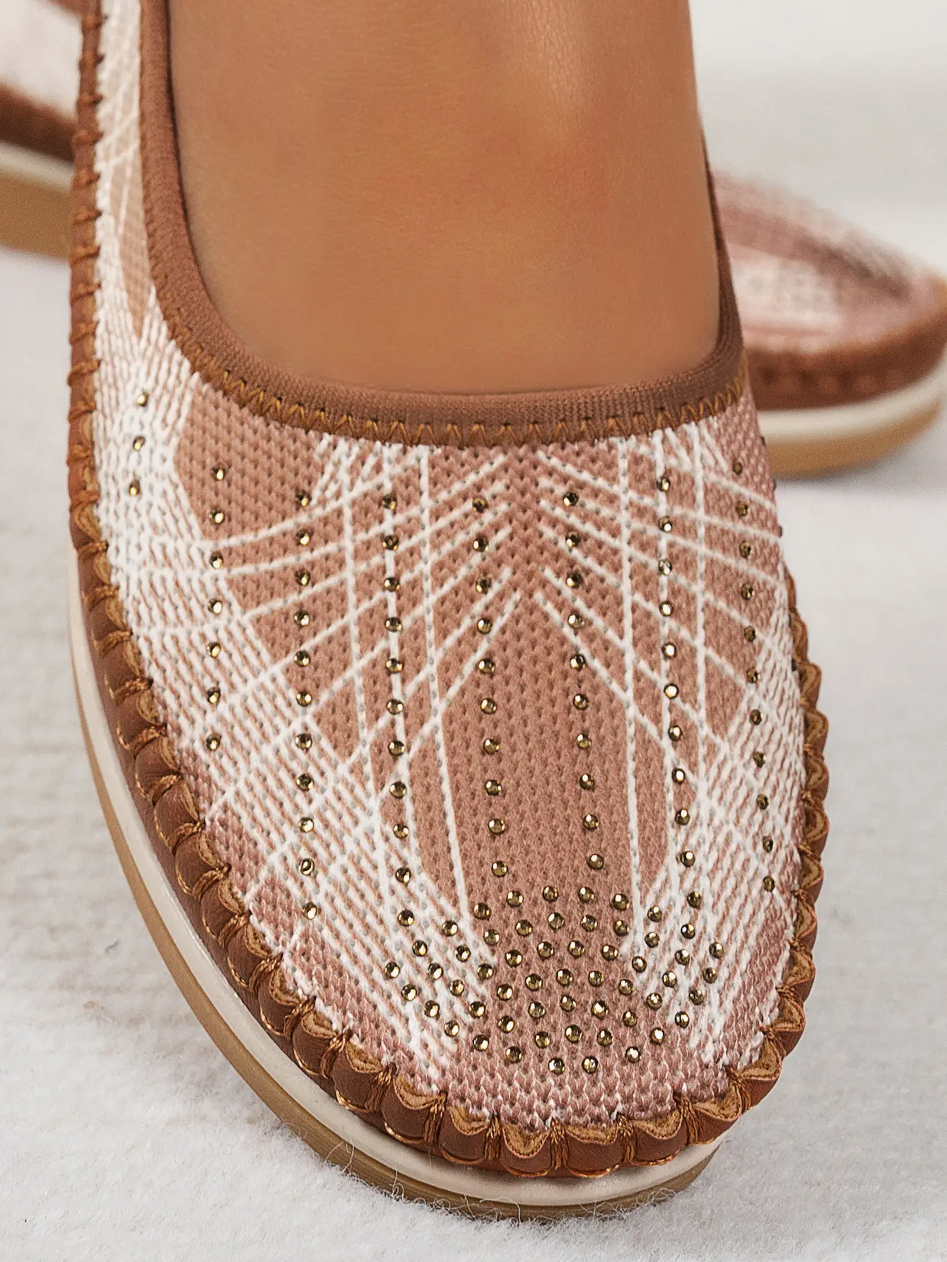 Women's Gray Feathered Flat Loafers Plus Size — feature 25