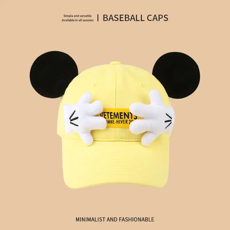 Mickey Mouse Cap with Cute Design, Yellow, 1 Pc - Image 4