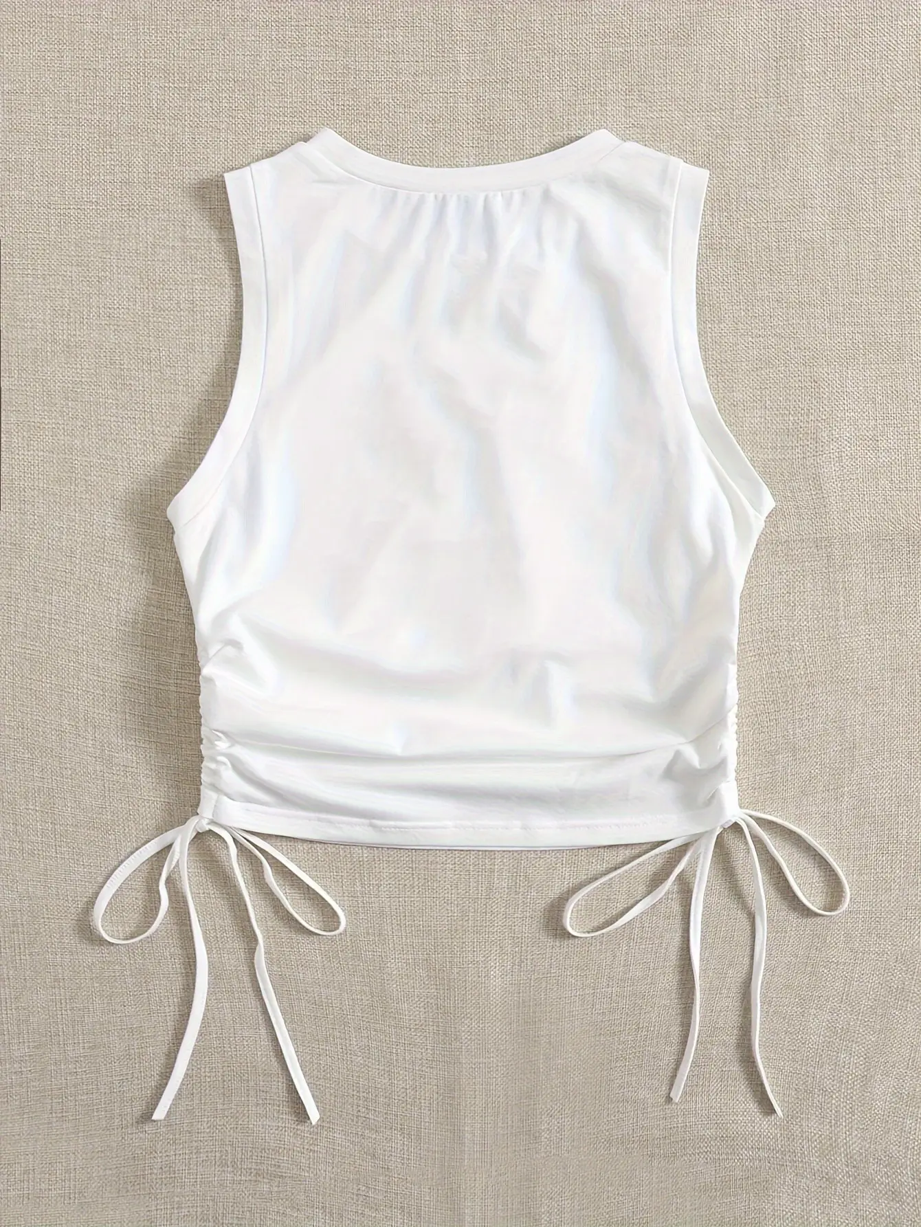 Women's White Side Drawstring Vest Summer Top — feature 1