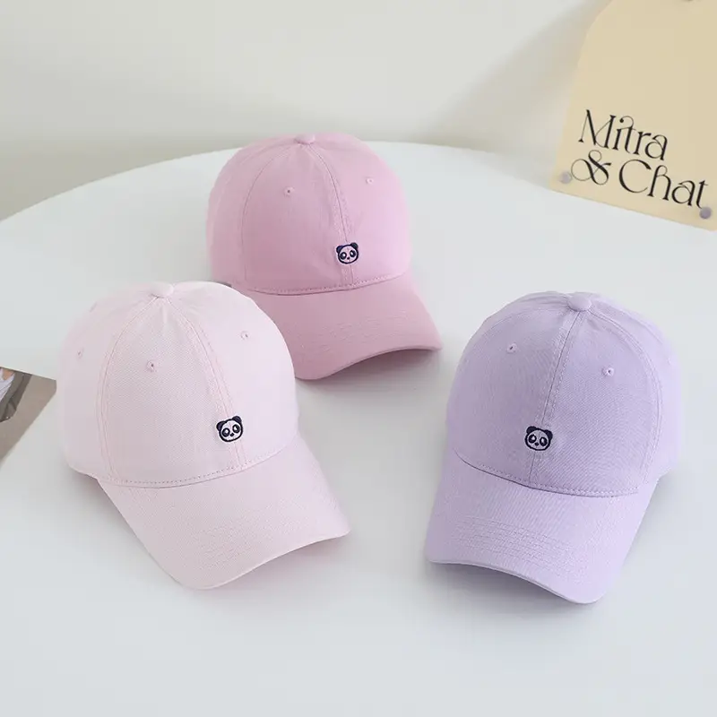 Korean Style Beige Cotton Baseball Cap with Embroidered Panda Design - Image 11