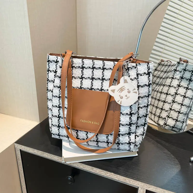Women Plaid Tote Bag Casual Commute 2025 - Image 4