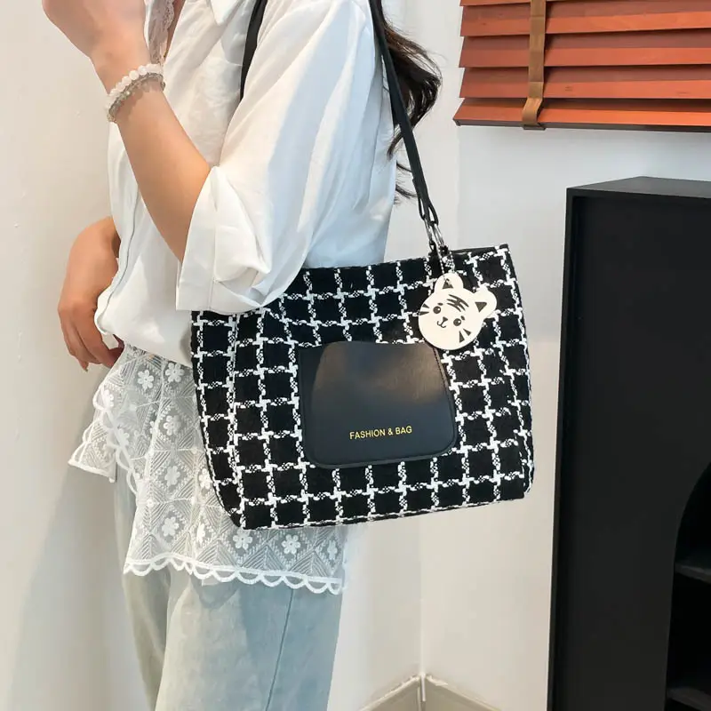 Women Plaid Tote Bag Casual Commute 2025 - Image 6