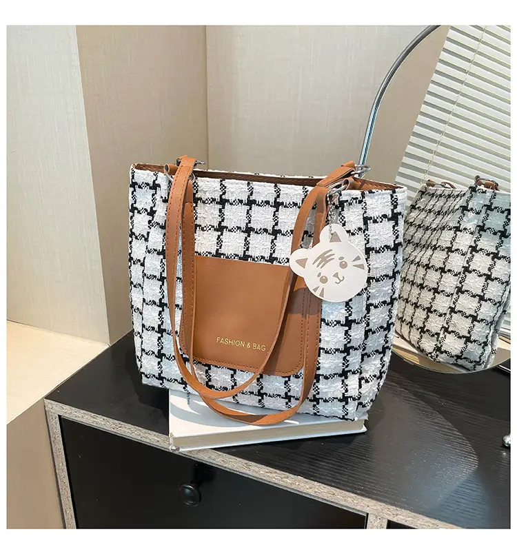 Women Plaid Tote Bag Casual Commute 2025 - Image 3