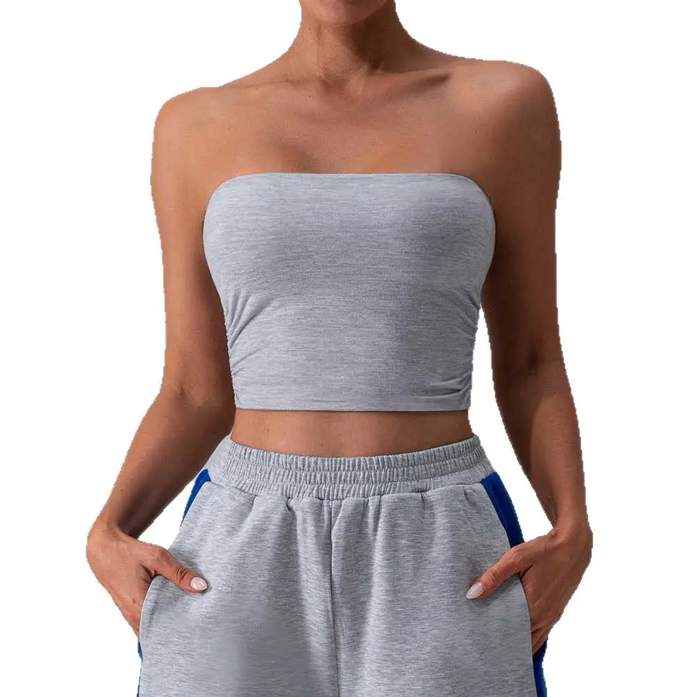 European & American Tight Yoga Pilates Fitness Tube Top Bra Non-Slip Running Breathable Lightweight