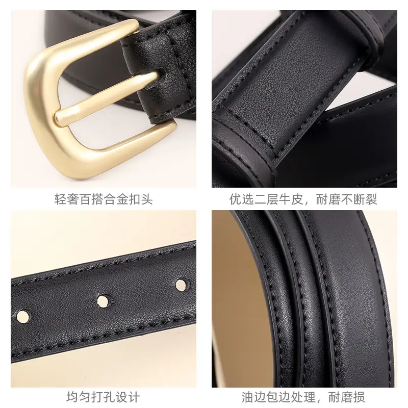 Women's Belt 3 Color Genuine Leather 100cm - Image 3