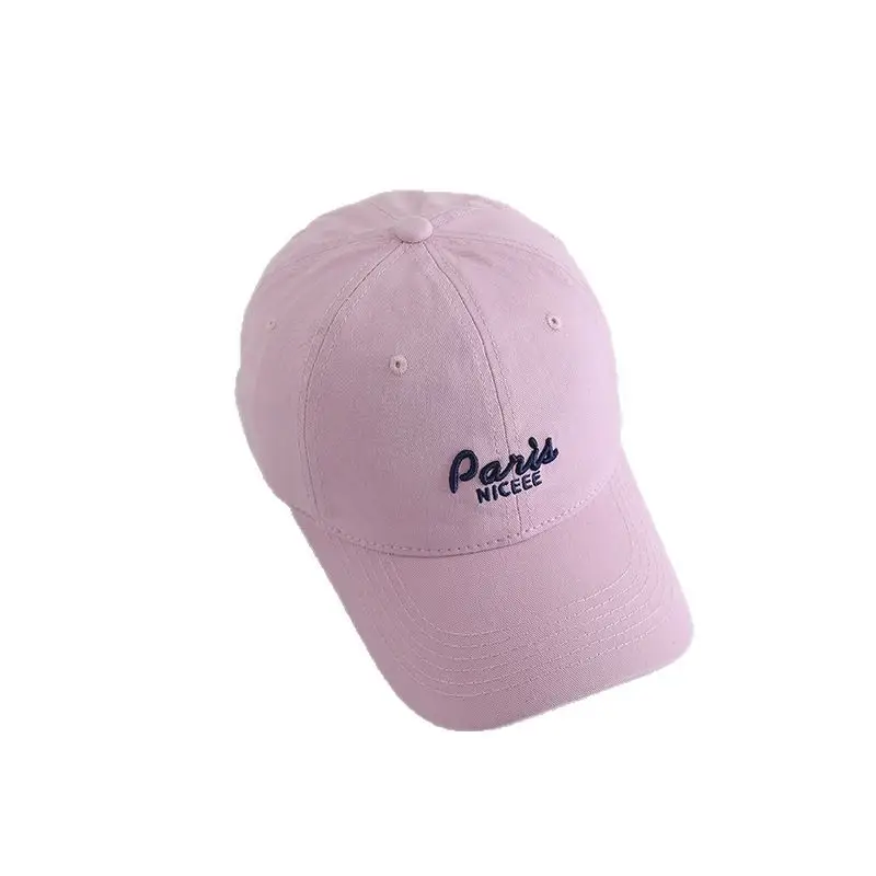 Paris Embroidered Pure Cotton Baseball Caps Black White Beige - Image 13