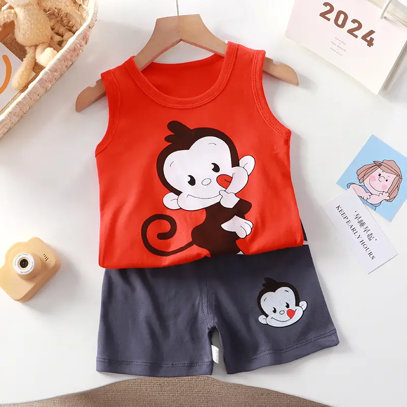 Girls Penguin Sleeveless T-Shirt Shorts Set Yellow Blue Striped - Image 5