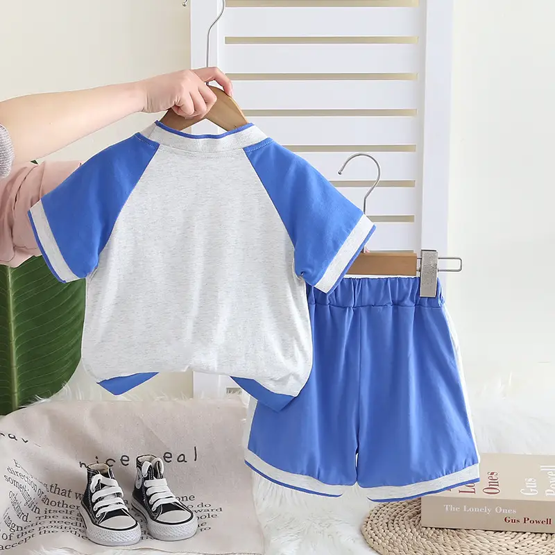 Submarine Cartoon 2-Piece Boys Suit Blue Cotton 1-5Y