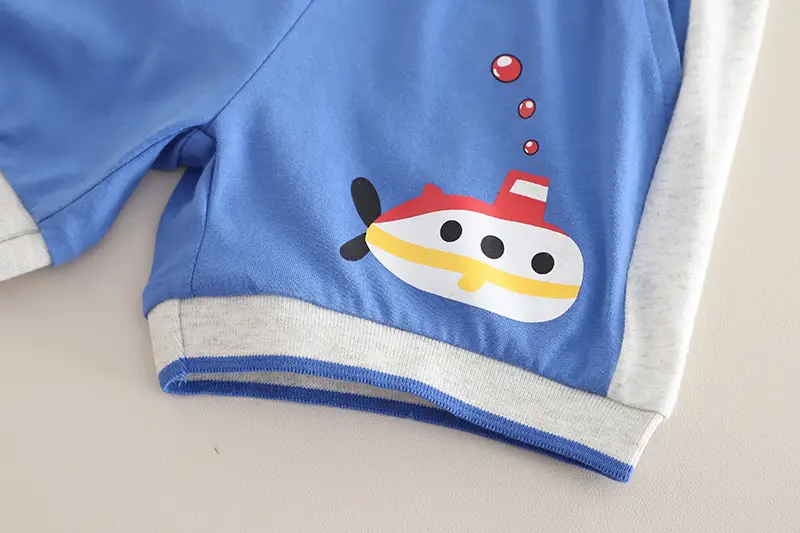Submarine Cartoon 2-Piece Boys Suit Blue Cotton 1-5Y — feature 15