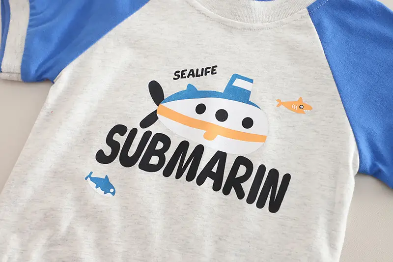 Submarine Cartoon 2-Piece Boys Suit Blue Cotton 1-5Y — feature 9