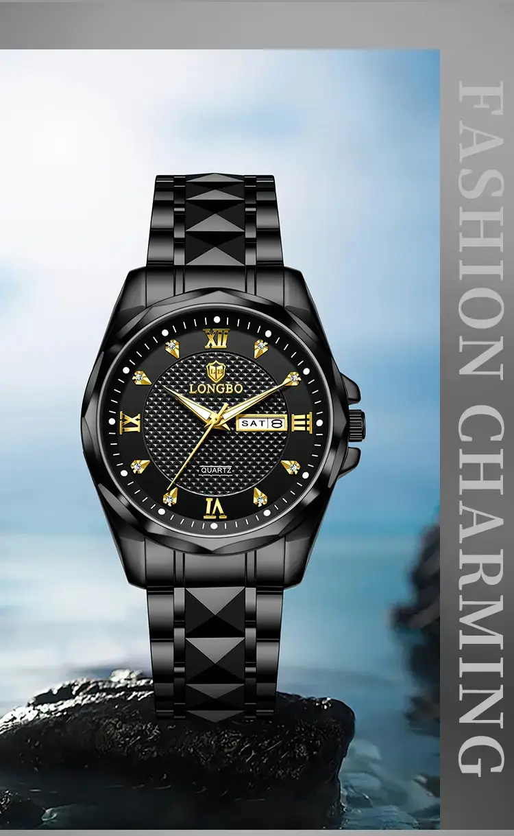 Longbo Men's Black Digital Watch with Bracelet — feature 6