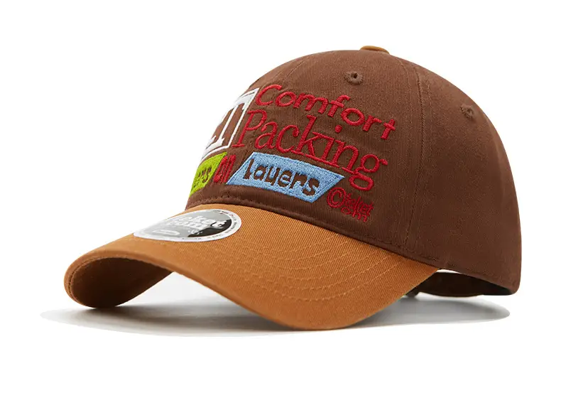 Korean Letter Embroidered Baseball Cap Teal Brown — feature 11