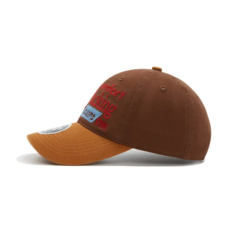 Korean Letter Embroidered Baseball Cap Teal Brown — feature 13