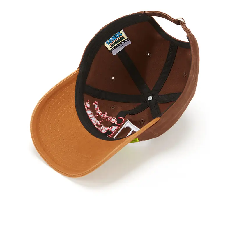 Korean Letter Embroidered Baseball Cap Teal Brown — feature 14