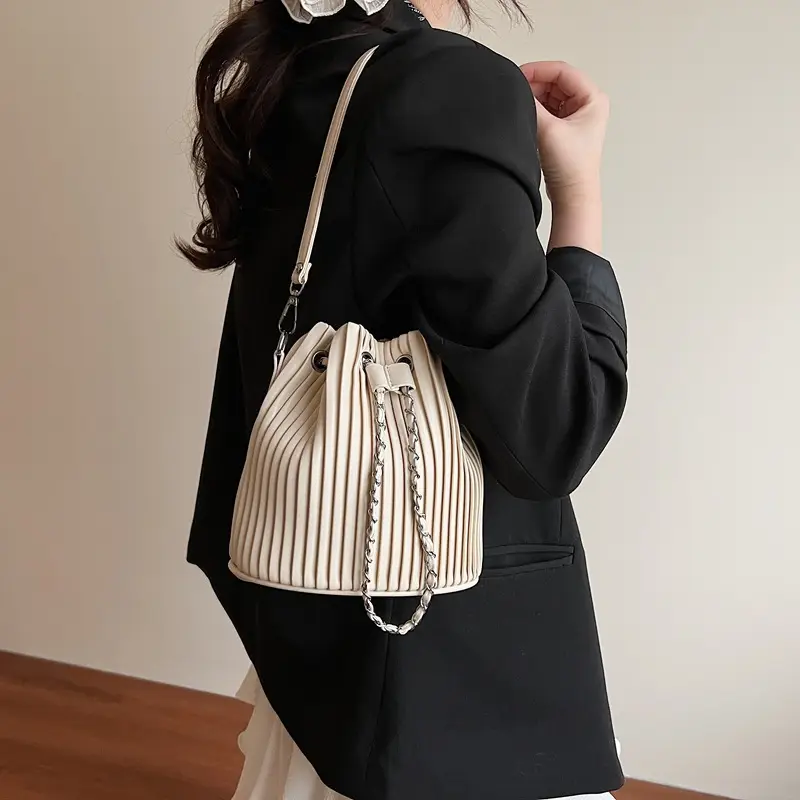 Korean Style Pleated Drawstring Bag Women 2025 - Image 7