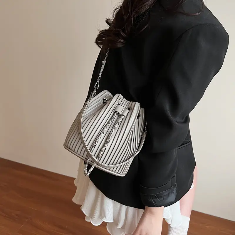 Korean Style Pleated Drawstring Bag Women 2025 - Image 9