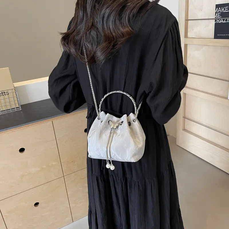 Elegant Metal Bucket Bag Women's Shoulder Crossbody - Image 7