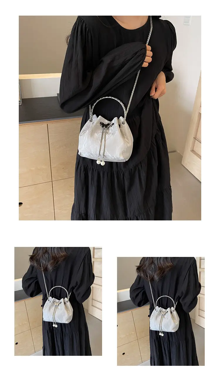 Elegant Metal Bucket Bag Women's Shoulder Crossbody — feature 11