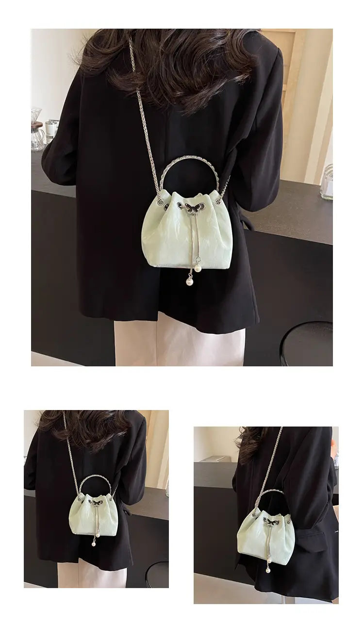 Elegant Metal Bucket Bag Women's Shoulder Crossbody — feature 12