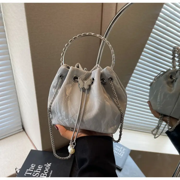 Elegant Metal Bucket Bag Women's Shoulder Crossbody — feature 18