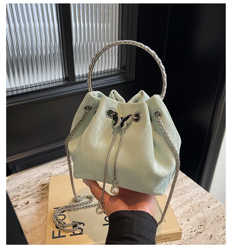 Elegant Metal Bucket Bag Women's Shoulder Crossbody — feature 2