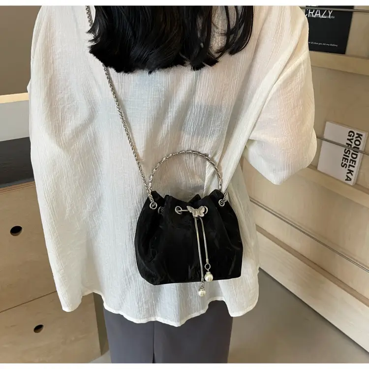 Elegant Metal Bucket Bag Women's Shoulder Crossbody — feature 24