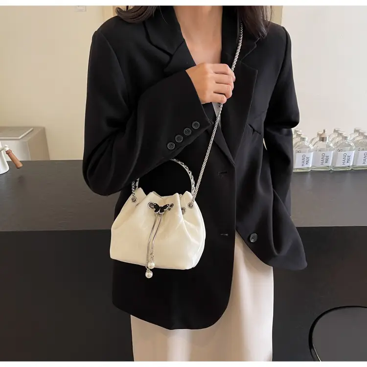 Elegant Metal Bucket Bag Women's Shoulder Crossbody — feature 30