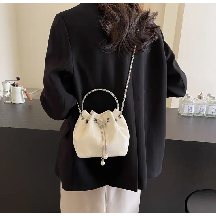 Elegant Metal Bucket Bag Women's Shoulder Crossbody — feature 33