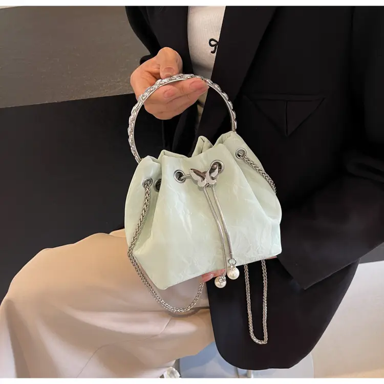 Elegant Metal Bucket Bag Women's Shoulder Crossbody — feature 34