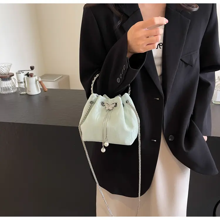 Elegant Metal Bucket Bag Women's Shoulder Crossbody — feature 35