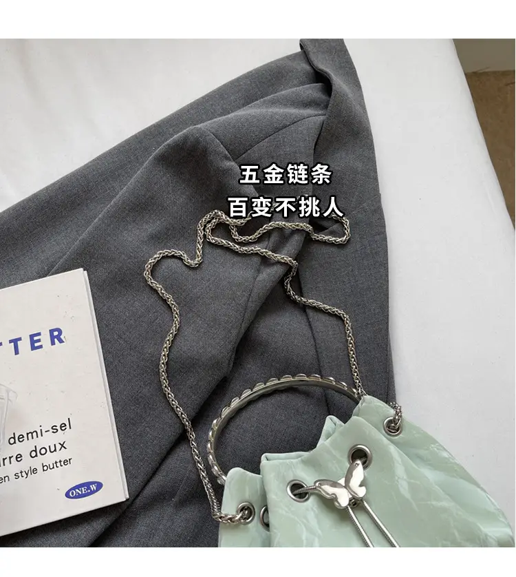 Elegant Metal Bucket Bag Women's Shoulder Crossbody — feature 4
