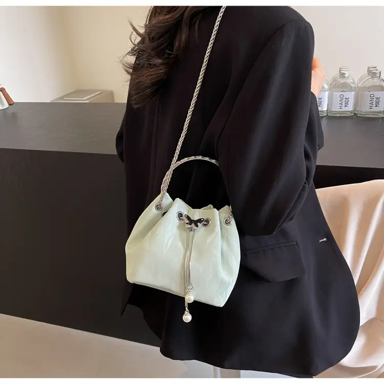 Elegant Metal Bucket Bag Women's Shoulder Crossbody — feature 40