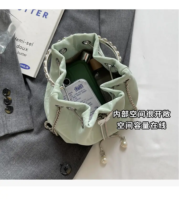 Elegant Metal Bucket Bag Women's Shoulder Crossbody — feature 8