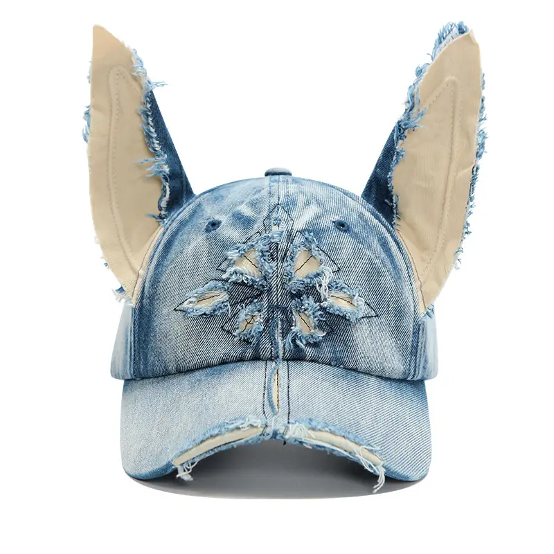 American Retro Doberman Ear Denim Baseball Hat for Men Women Spring Autumn New Show Face Small Cross Cap - Image 2