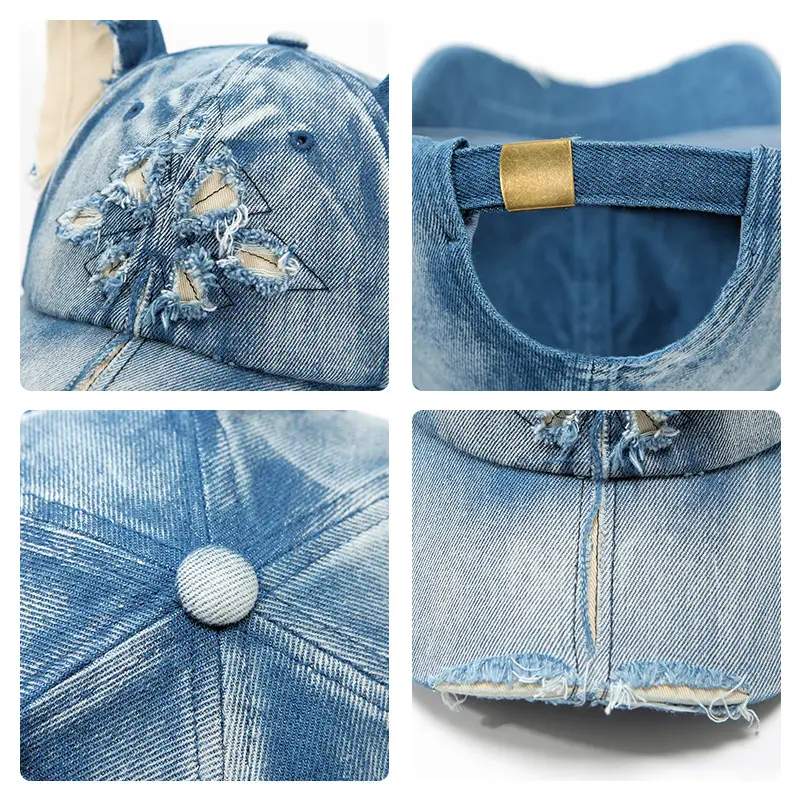 American Retro Doberman Ear Denim Baseball Hat for Men Women Spring Autumn New Show Face Small Cross Cap - Image 5