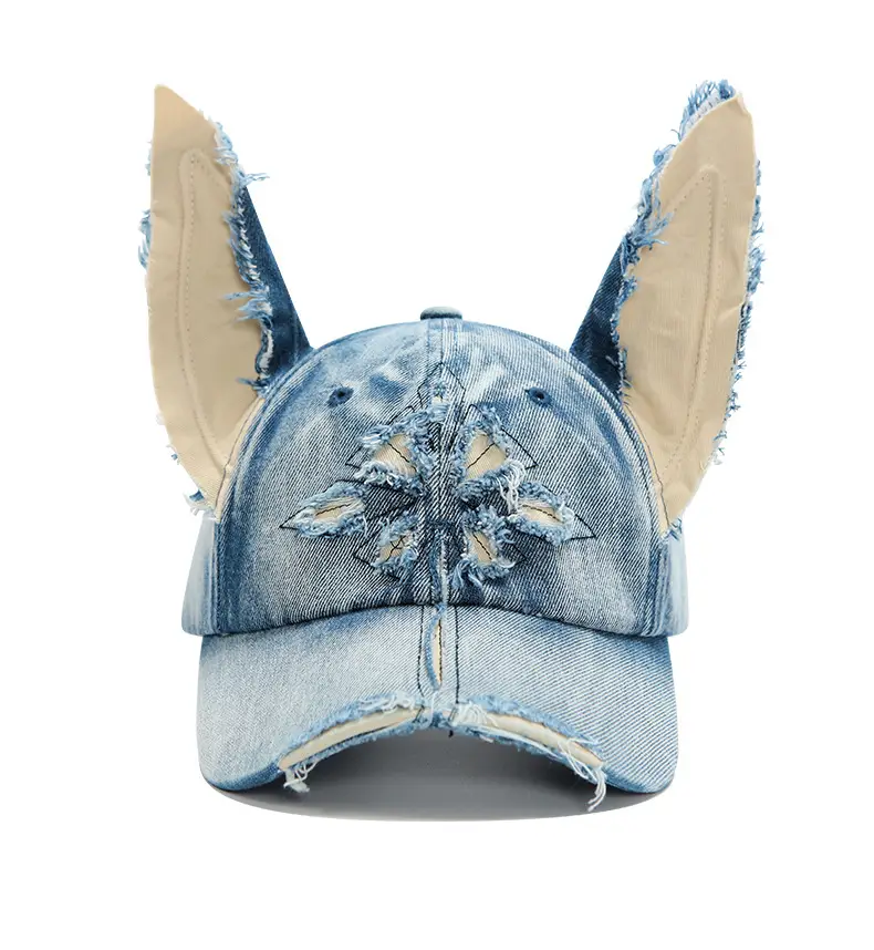 American Retro Doberman Ear Denim Baseball Hat for Men Women Spring Autumn New Show Face Small Cross Cap — feature 10