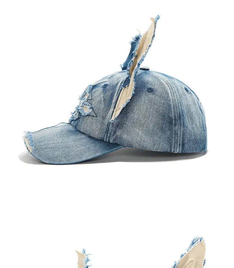 American Retro Doberman Ear Denim Baseball Hat for Men Women Spring Autumn New Show Face Small Cross Cap — feature 11