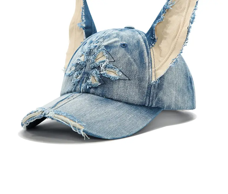 American Retro Doberman Ear Denim Baseball Hat for Men Women Spring Autumn New Show Face Small Cross Cap — feature 12