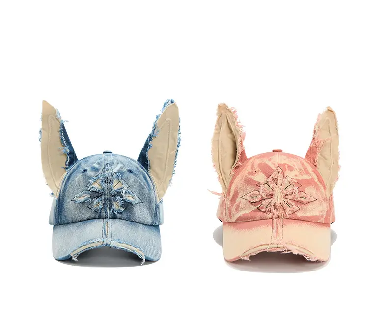 American Retro Doberman Ear Denim Baseball Hat for Men Women Spring Autumn New Show Face Small Cross Cap — feature 2